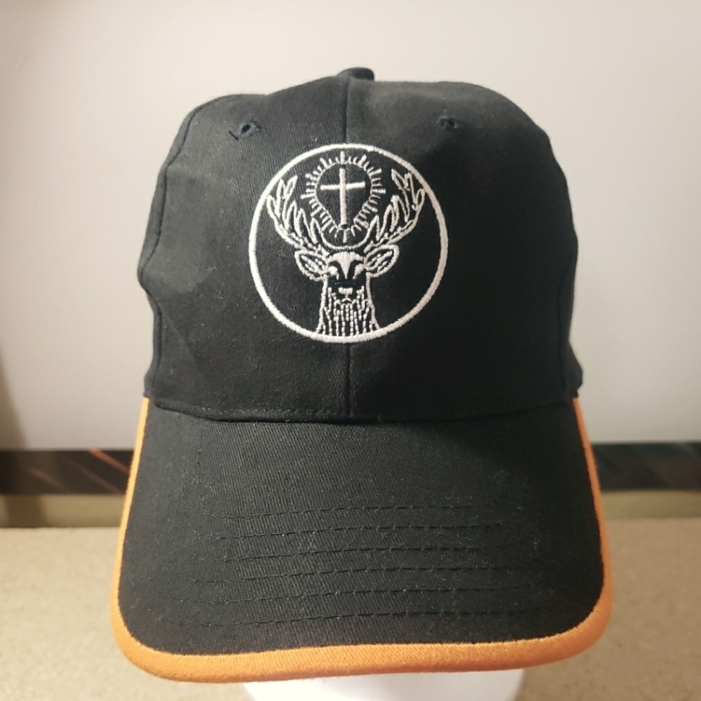 Jagermeister White Deer Embroidered Logo Black Baseball Hat‎ Cap w Elastic Back